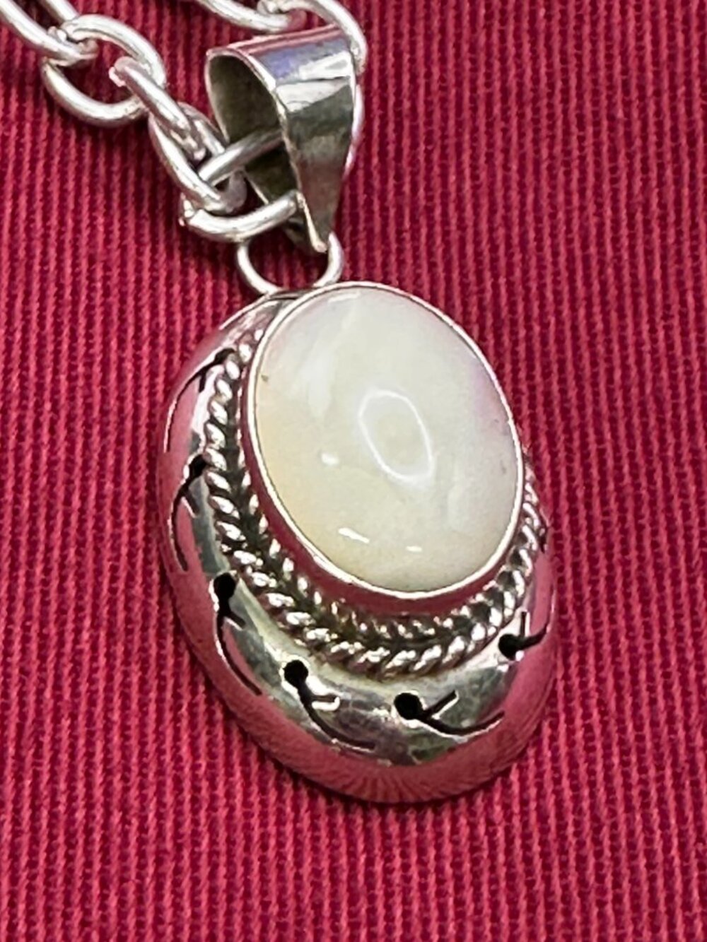 VTG Mexico 925 Sterling Silver MOP Pendant Necklace